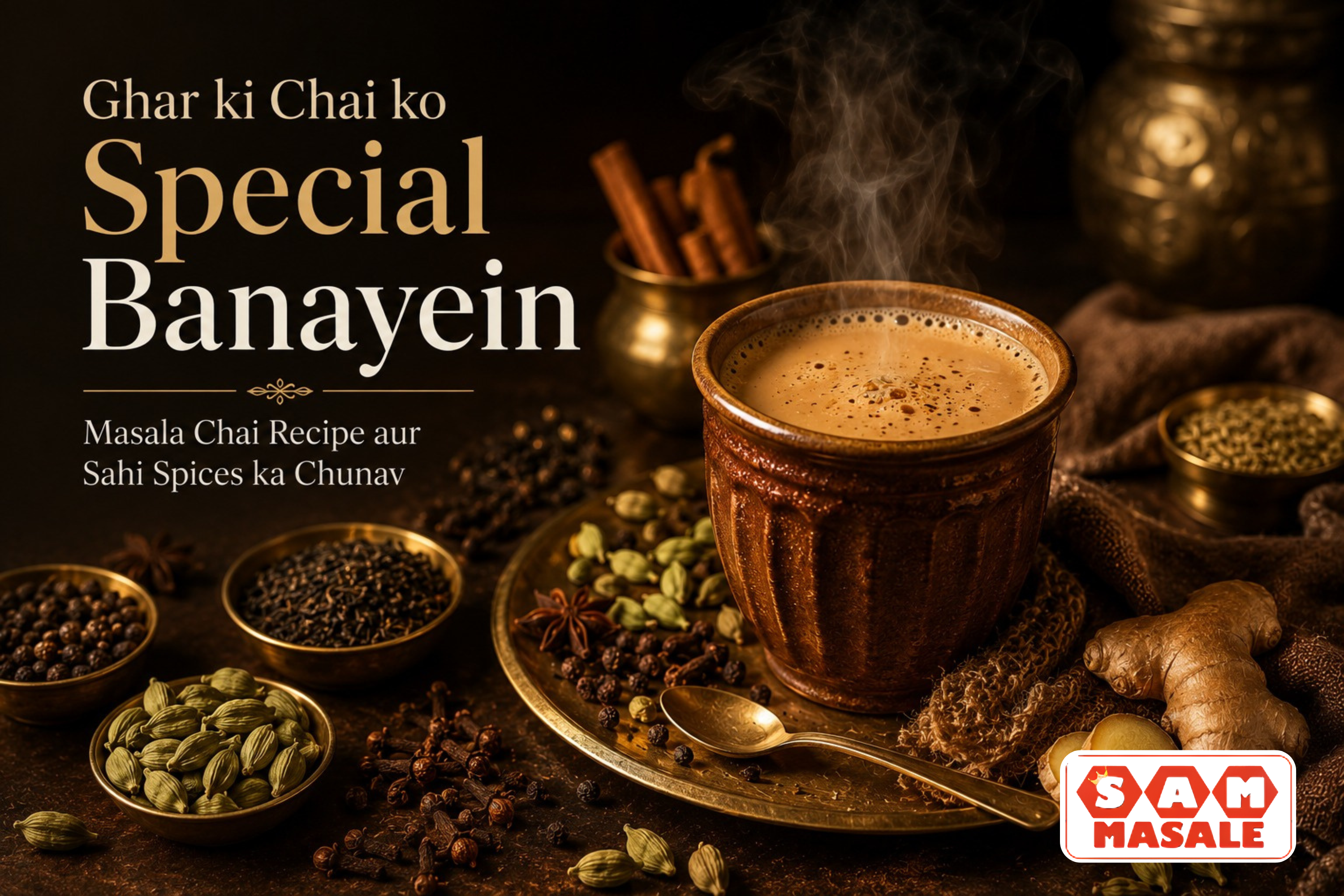Homemade masala chai recipe with spices