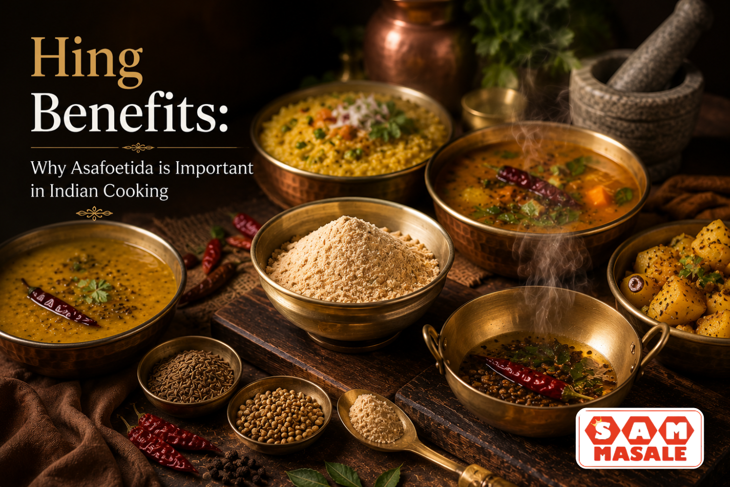 Hing or asafoetida powder in bowl