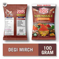 degi mirch 100 gm  pack front and back side